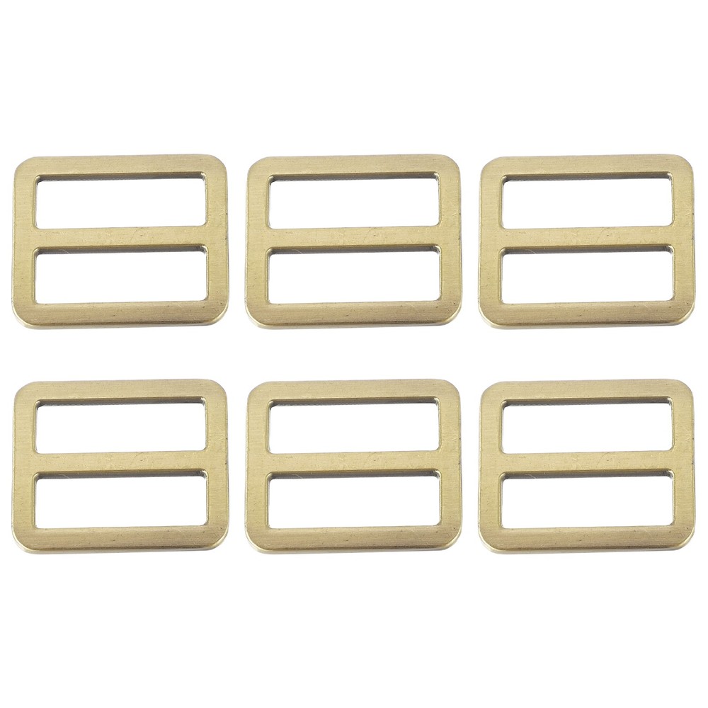 Slide Tri-Glide Buckle, 1"Metal Adjustable Slide Rectangle 6 Pcs & Brass