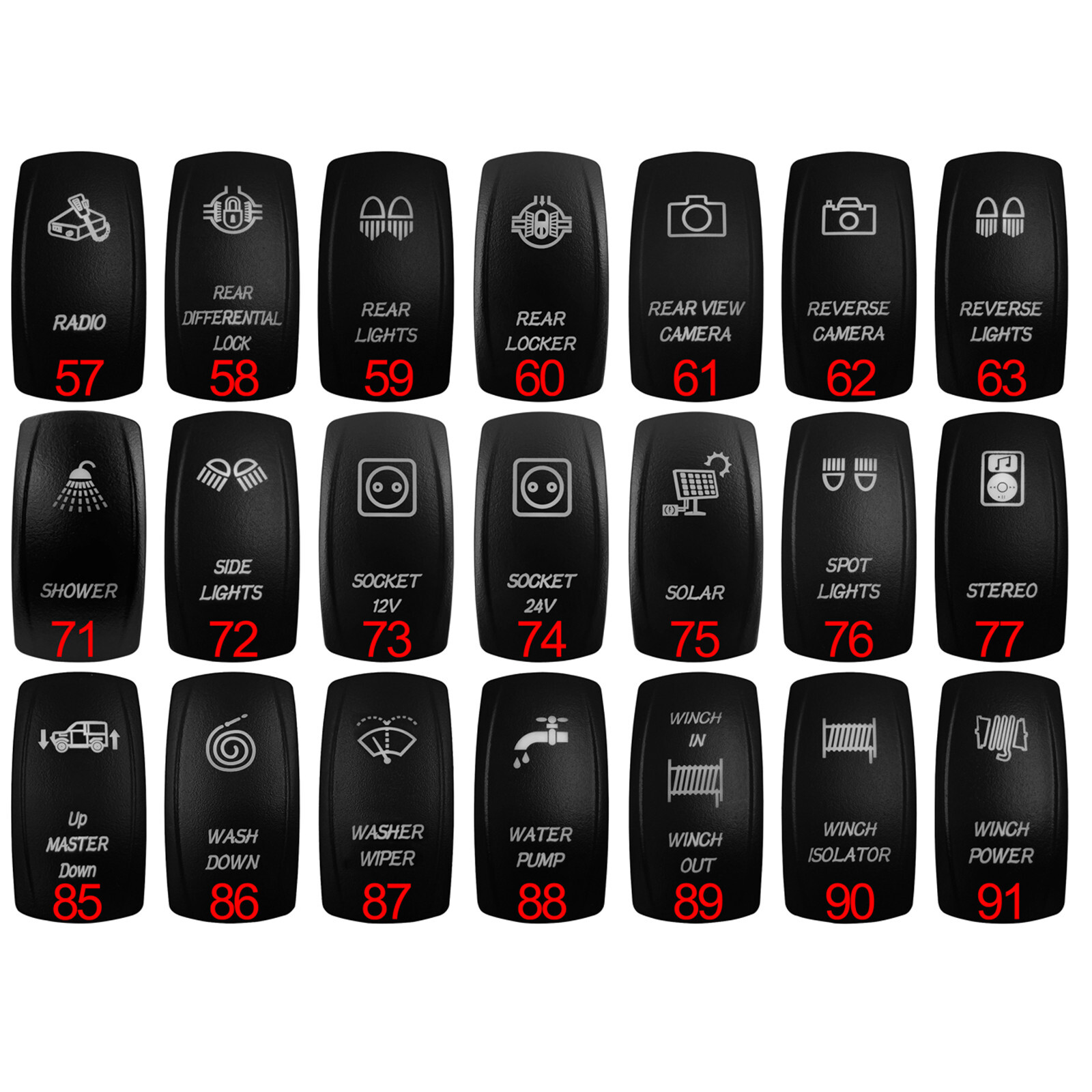 Rocker Cap for 12V 20A Car Boat  Switch COVER Replacing Contura Carling Type