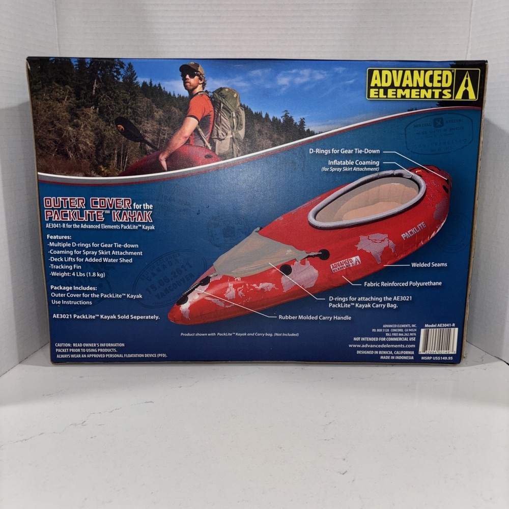 Advanced Elements Outer Cover for Packlite Kayak Red Silver New In Box Sealed