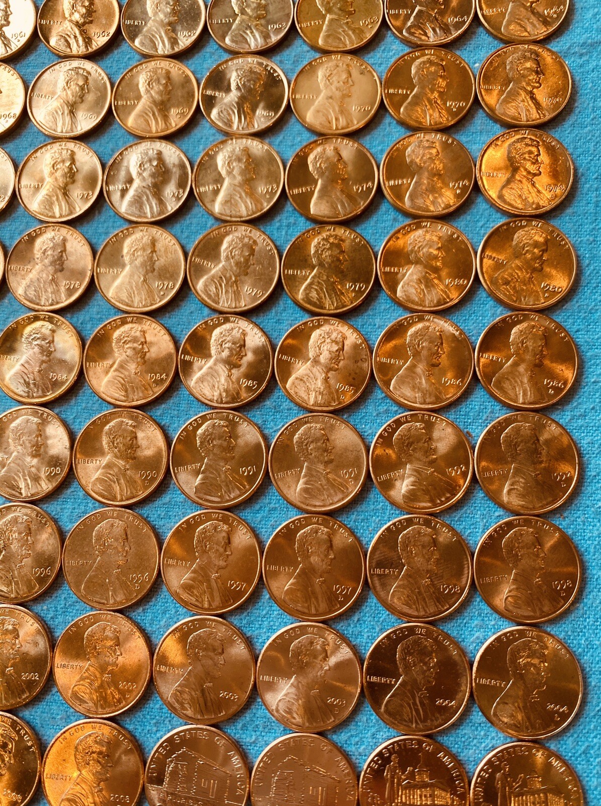 Lincoln Memorial & Shield Cents BU - Complete Set Of 140 Coins-1959 - 2023 P/D/S