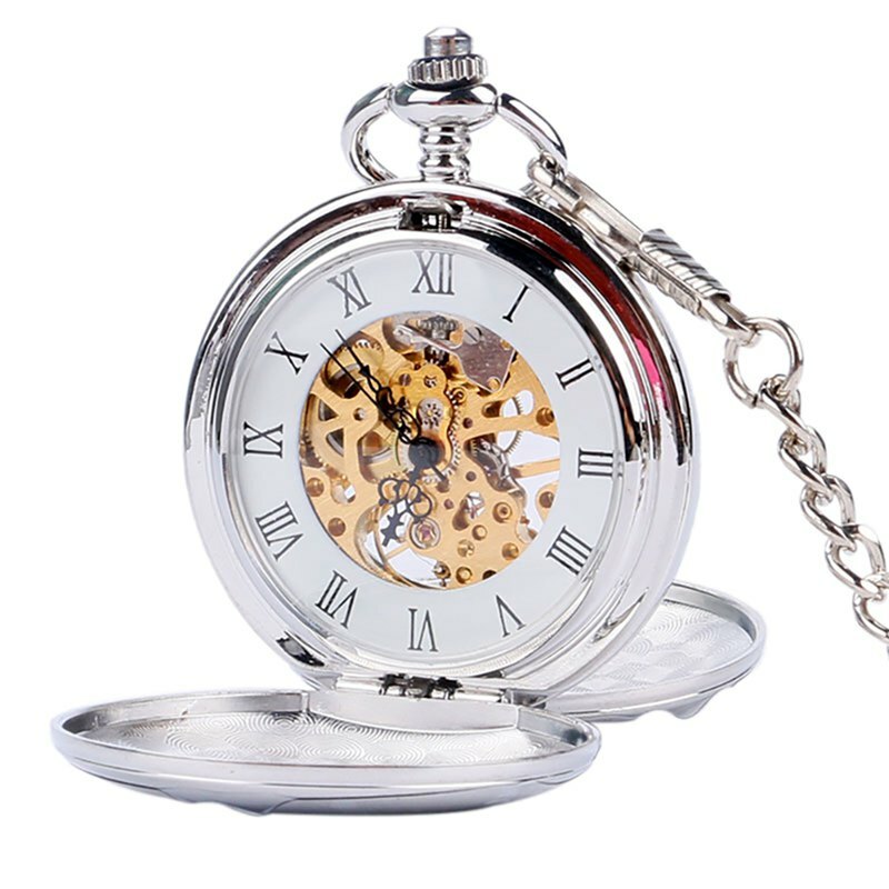Men's Mechanical Pocket Watch Vintage Bronze with Pendant Chain Christams Gifts