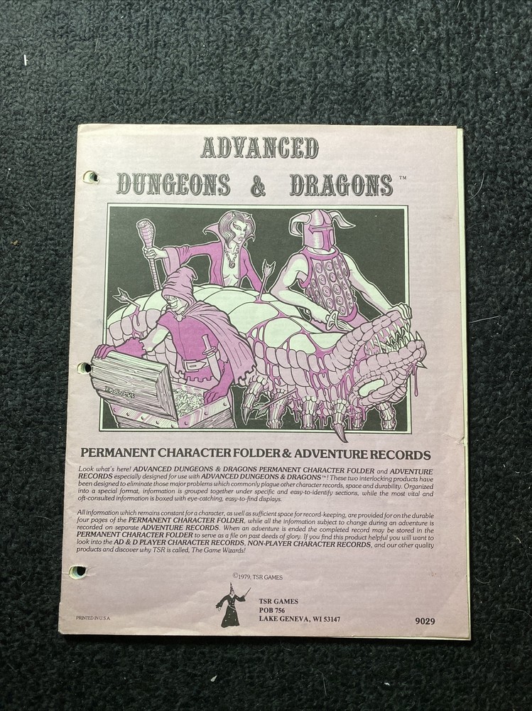 Advanced Dungeons & Dragons: Permanent Character Folder (9029, 1979)