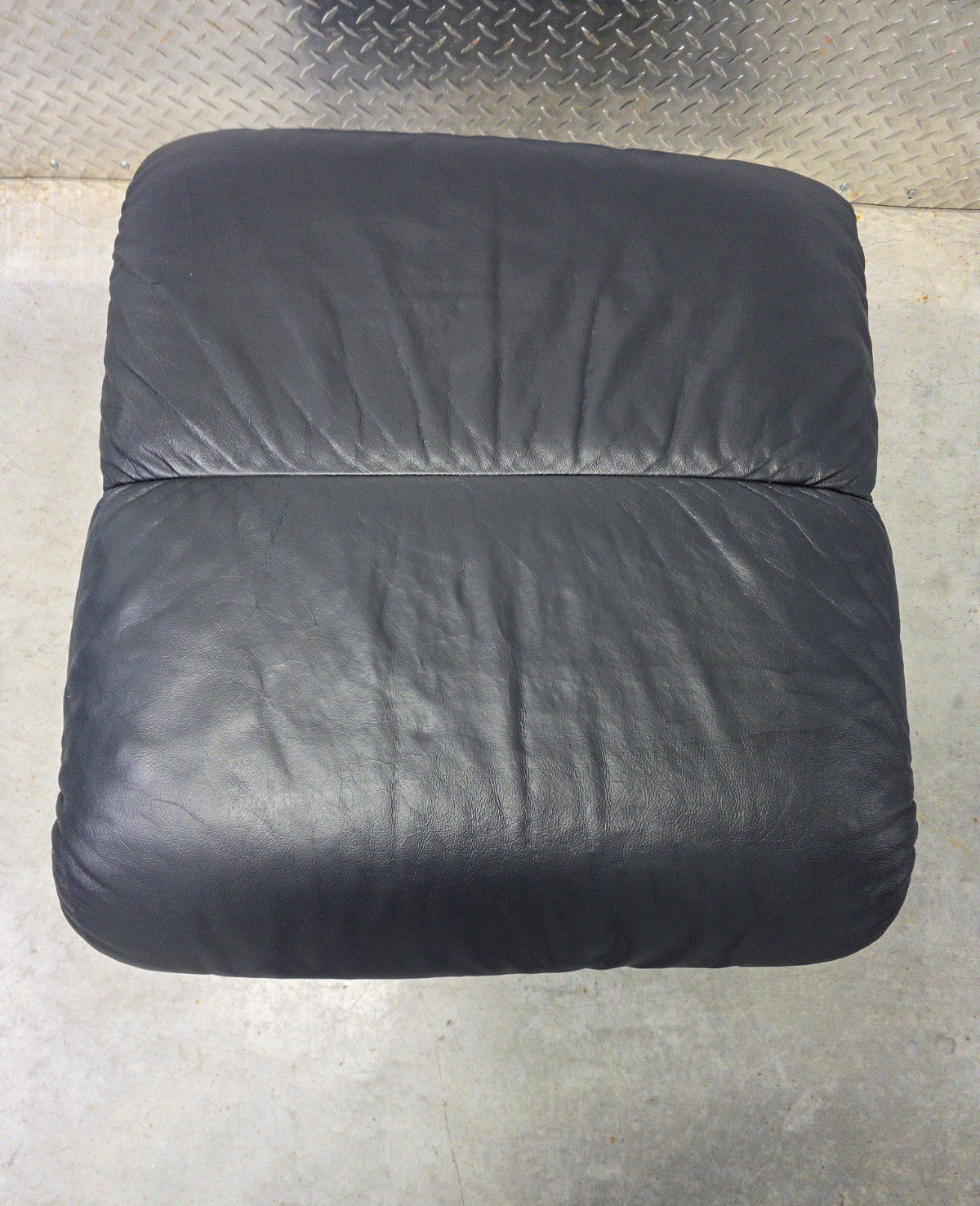 Ekornes Stressless "Soft" Leather Storage Ottoman | Black | Locking Casters