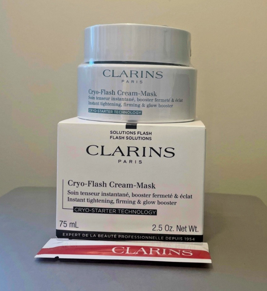 CLARINS Cryo-Flash Cream-Mask 75ml/2.5oz NIB Factory Sealed Jar w/spatula~TSTR~