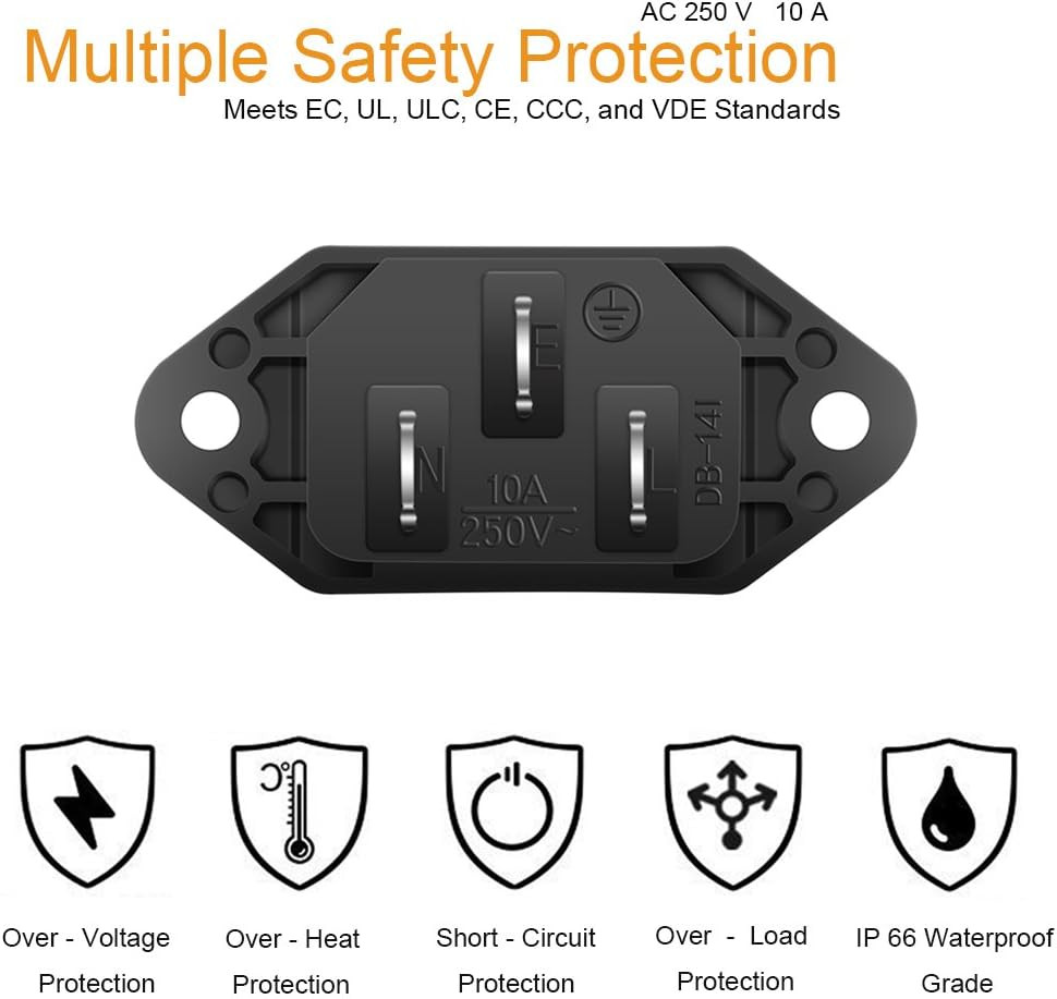 10 Pack AC 250V 10A IEC 320 C14 Panel Mount Plug Adapter Power Connector Socket