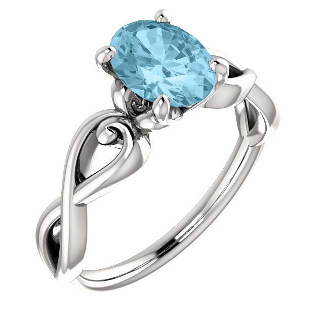 Sterling Silver Oval Cut Solitaire Ring Setting - Ribbon Style Ring Mounting