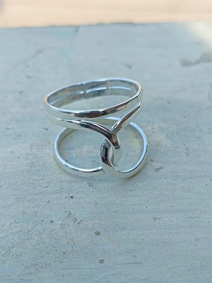 Solid 925 Sterling Silver Meditation Band Ring Statement Handmade Ring All Size