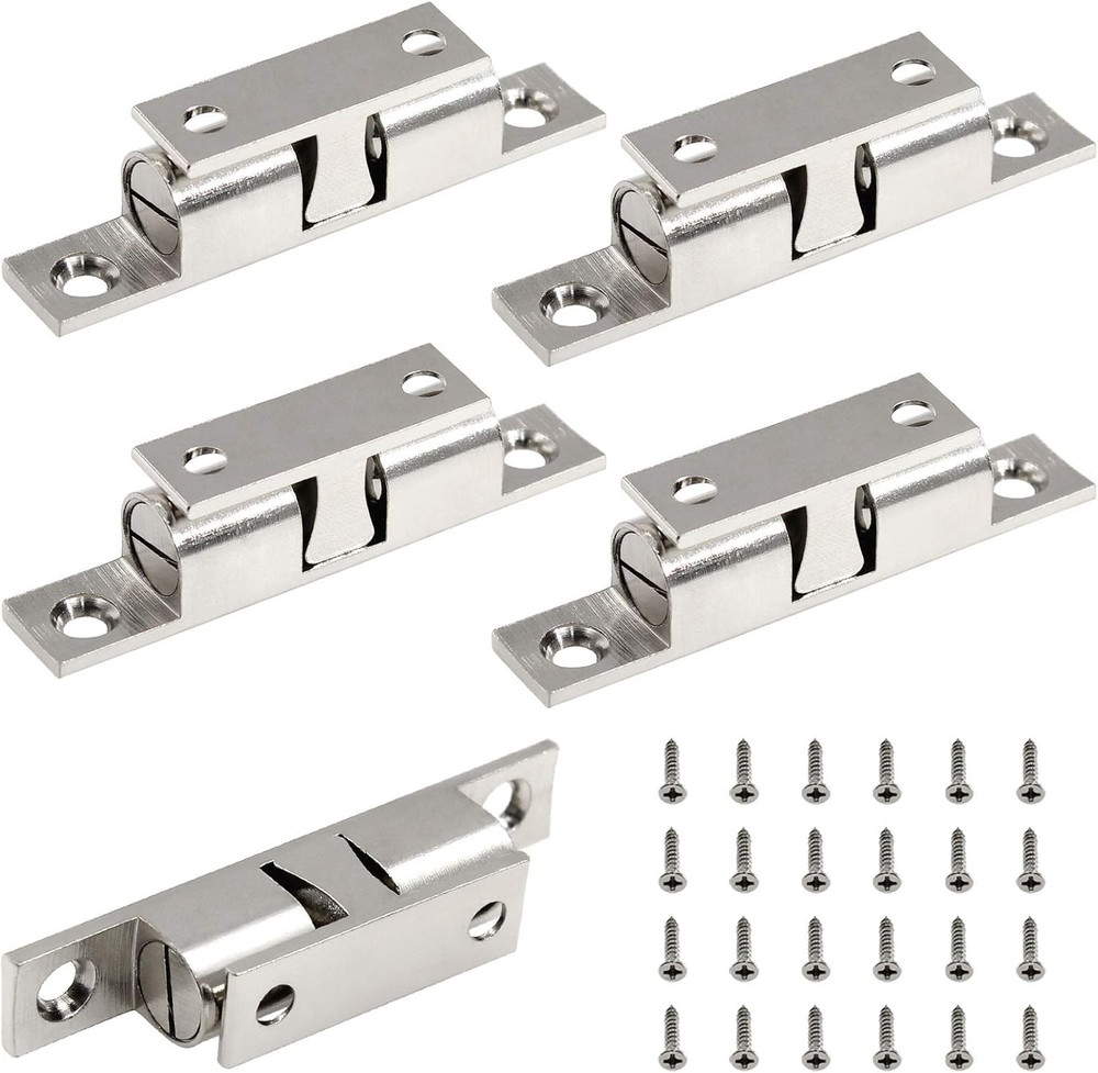 5Pcs 2.75"/ 70Mm Double Ball Tension Roller Catch Latch, Solid Brass Hardware Fi