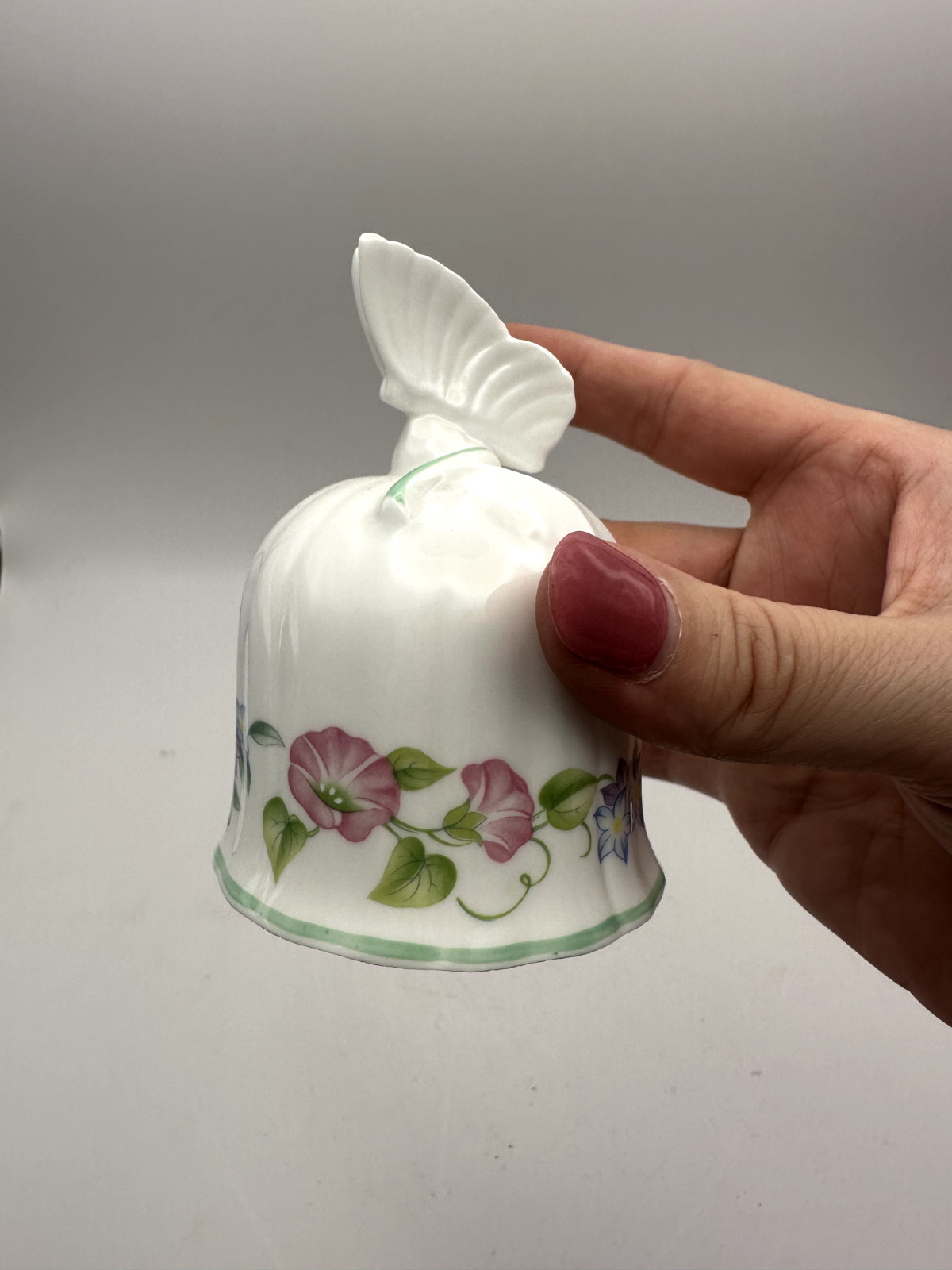 Vintage England Ceramic Bell w Butterfly Floral Royal Worcester English Garden