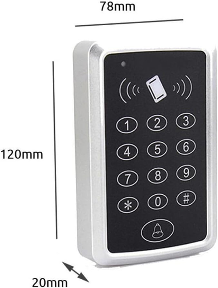Door Access Control Keypad, Stand-Alone Password RFID Reader+5Pcs Keyfob Keychai