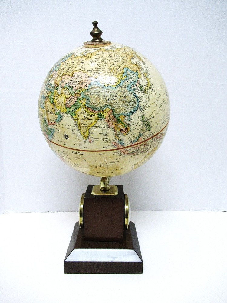 REPLOGLE GLOBES INC 9 INCH GLOBE WITH BAROMETER, TEMPERATURE, HYGROMETER VG