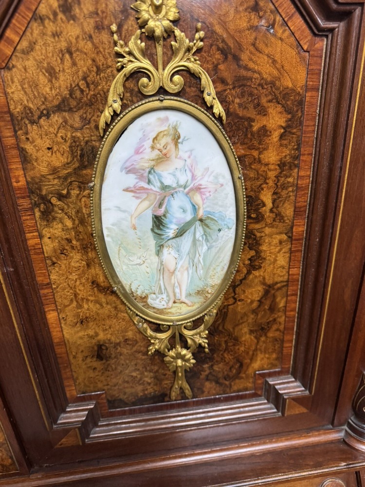 RENAISSANCE WALNUT AND BURLED DROP-FRONT DESK WITH PLAQUES
