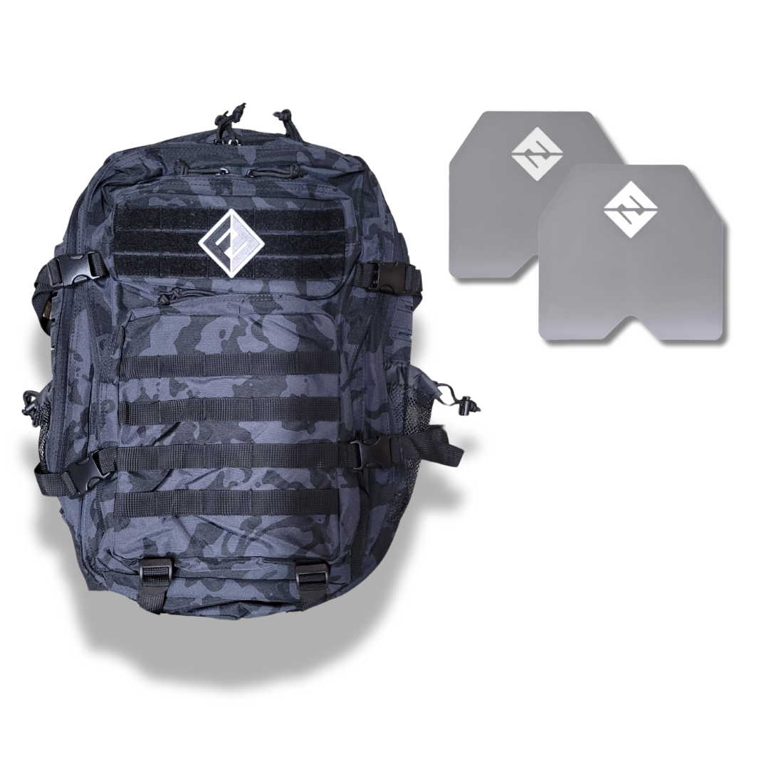 F&F STEEL Tactical Fitness Backpack with Weight Plates for Rucking and Training
