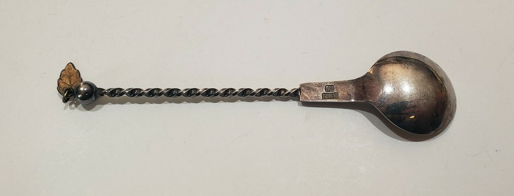 Vintage J 830 Silver Twisted Handle Leaf Spoon