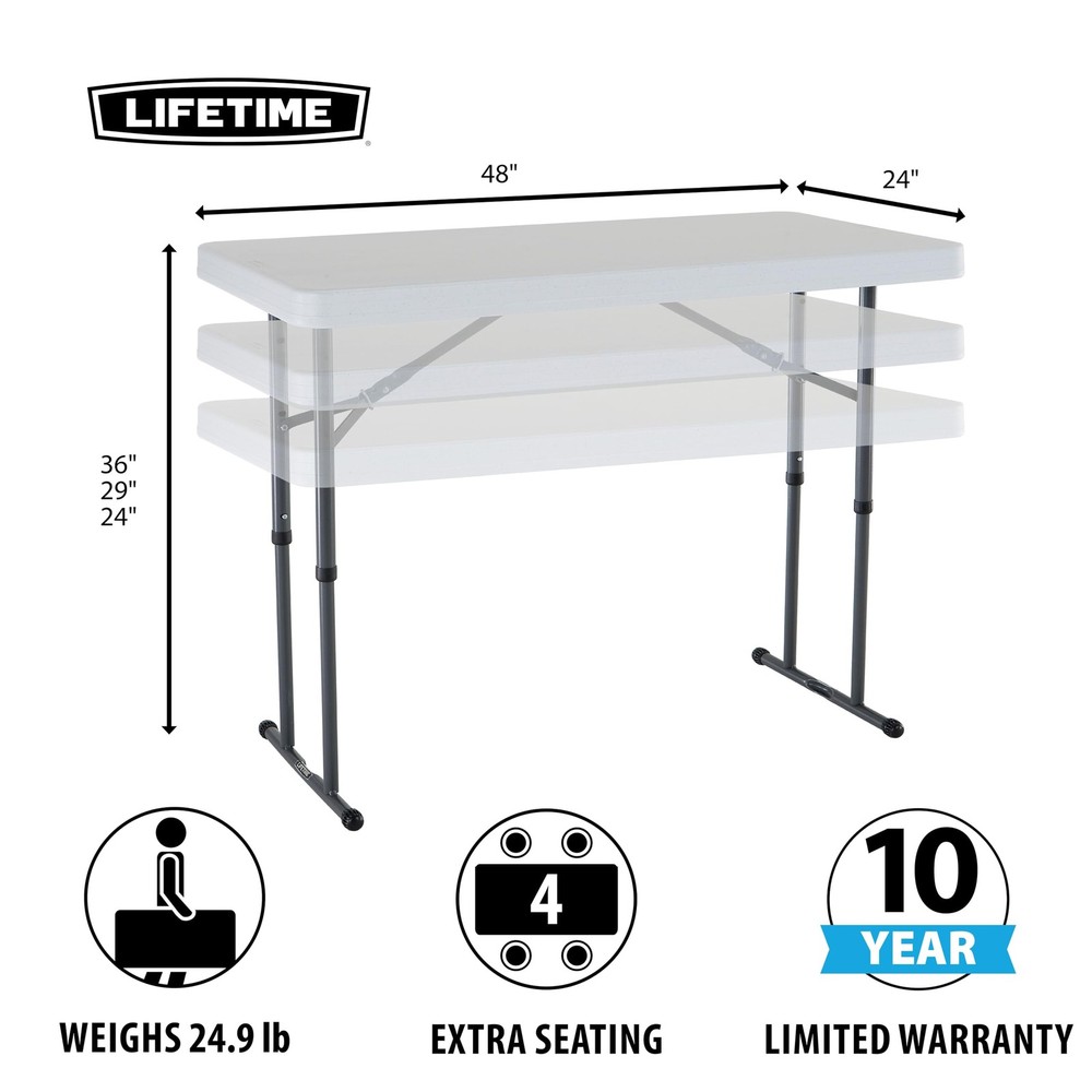 Commercial Height Adjustable Folding Utility Table, 4-Foot