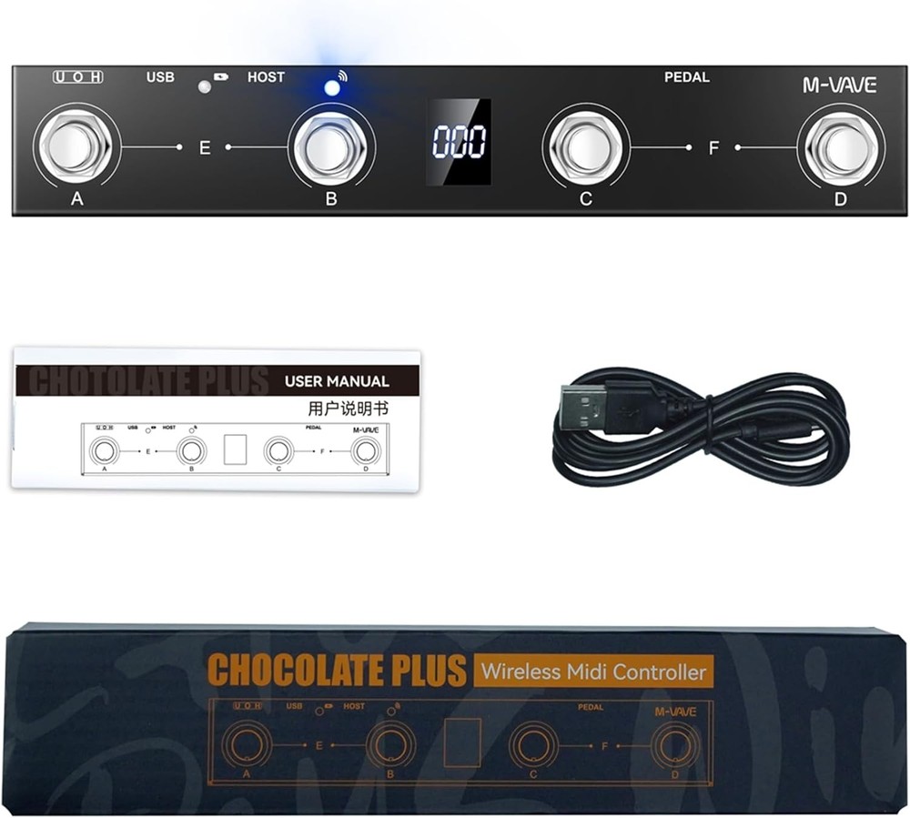 Chocolate Plus Wireless MIDI Foot Controller 4 Buttons BT Rechargeable, APP...