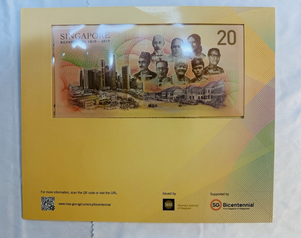 SINGAPORE 2019 Bicentennial - Commemorative Polymer S$20 Note and Folder