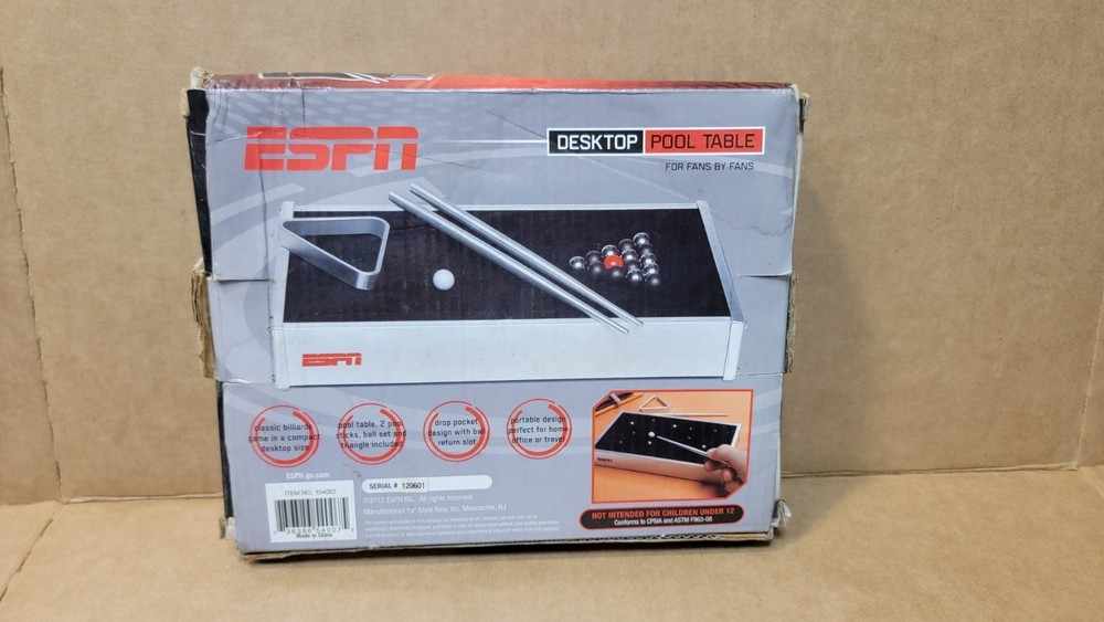 ESPN Desktop Pool Table Set Up New With Box