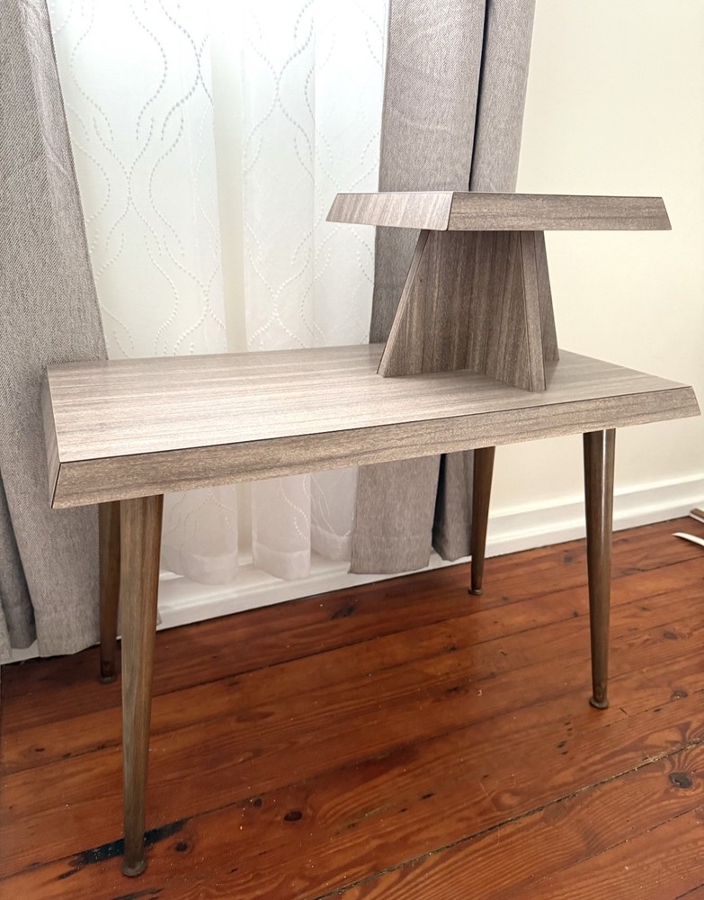 Mid Century Table/ Vintage Telephone Table/rustic table/End Table/ Two Tier Step