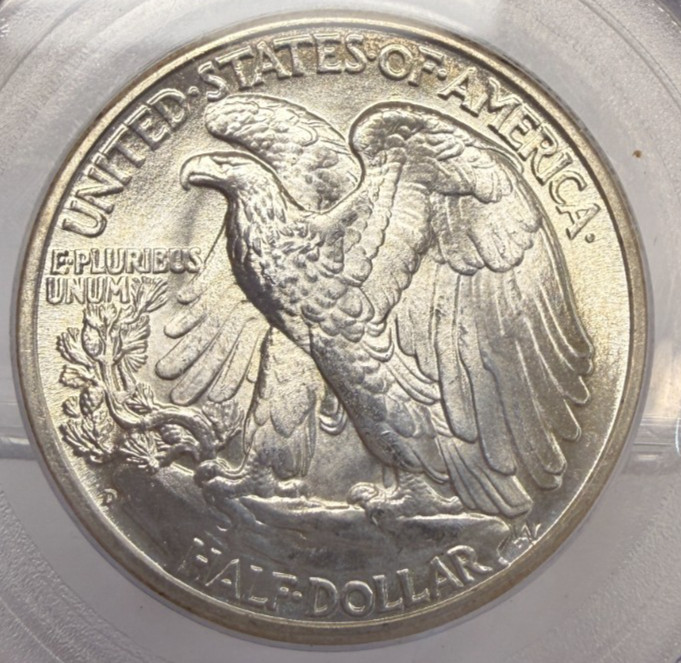1945 D WALKING LIBERTY HALF DOLLAR 50C PCGS MS 66