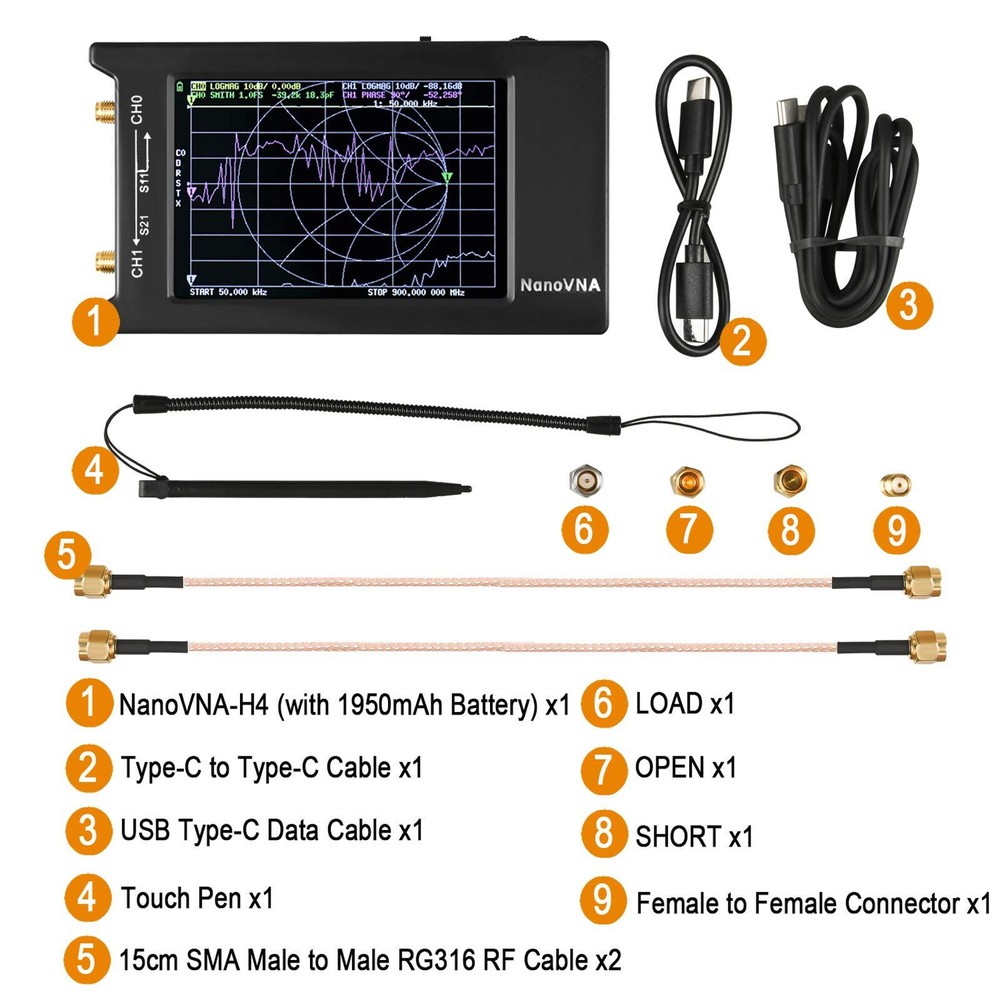Nanovnah4 Vector Network Analyzer Kit 10khz1.5ghz Hf Vhf Uhf Antenna Analyzer Me