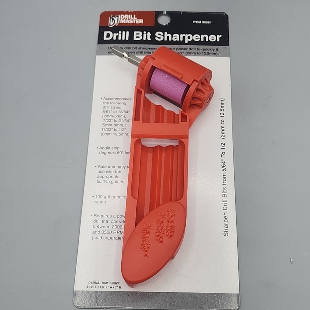 Drill Master Drill Bit Sharpener with Built-In Guide: 5/64" to 1/2" New