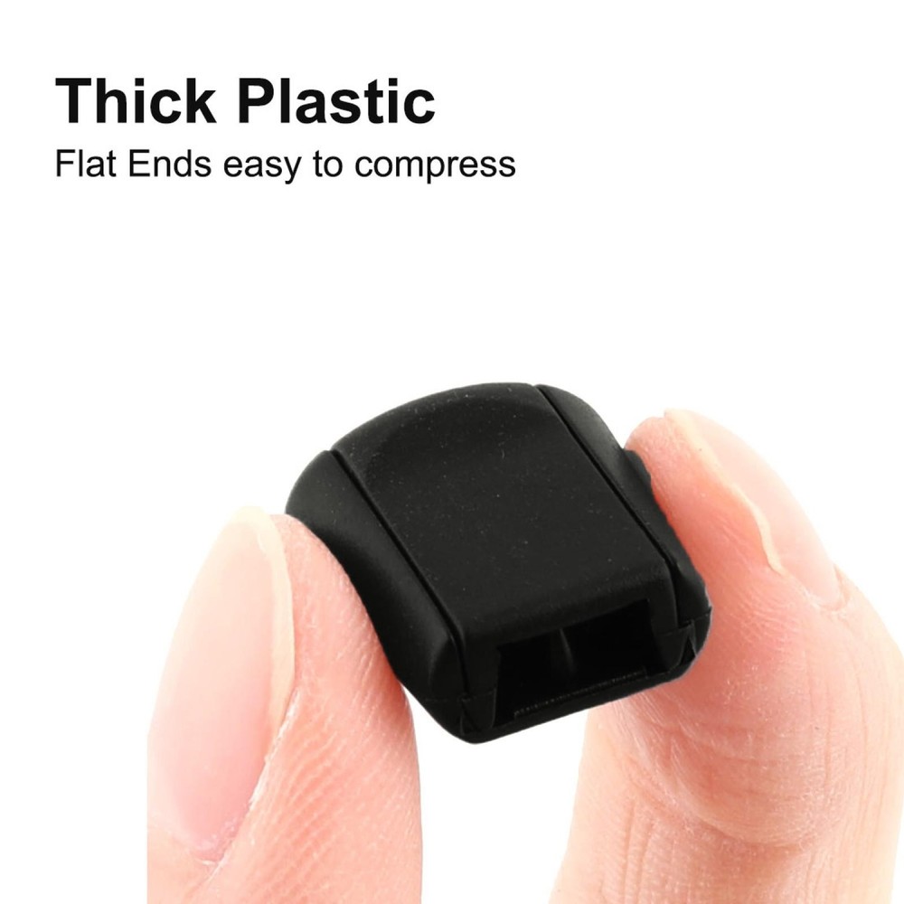 Plastic Sliding Rope String Drawstring Stopper Fastener Cord Lock Black 50pcs