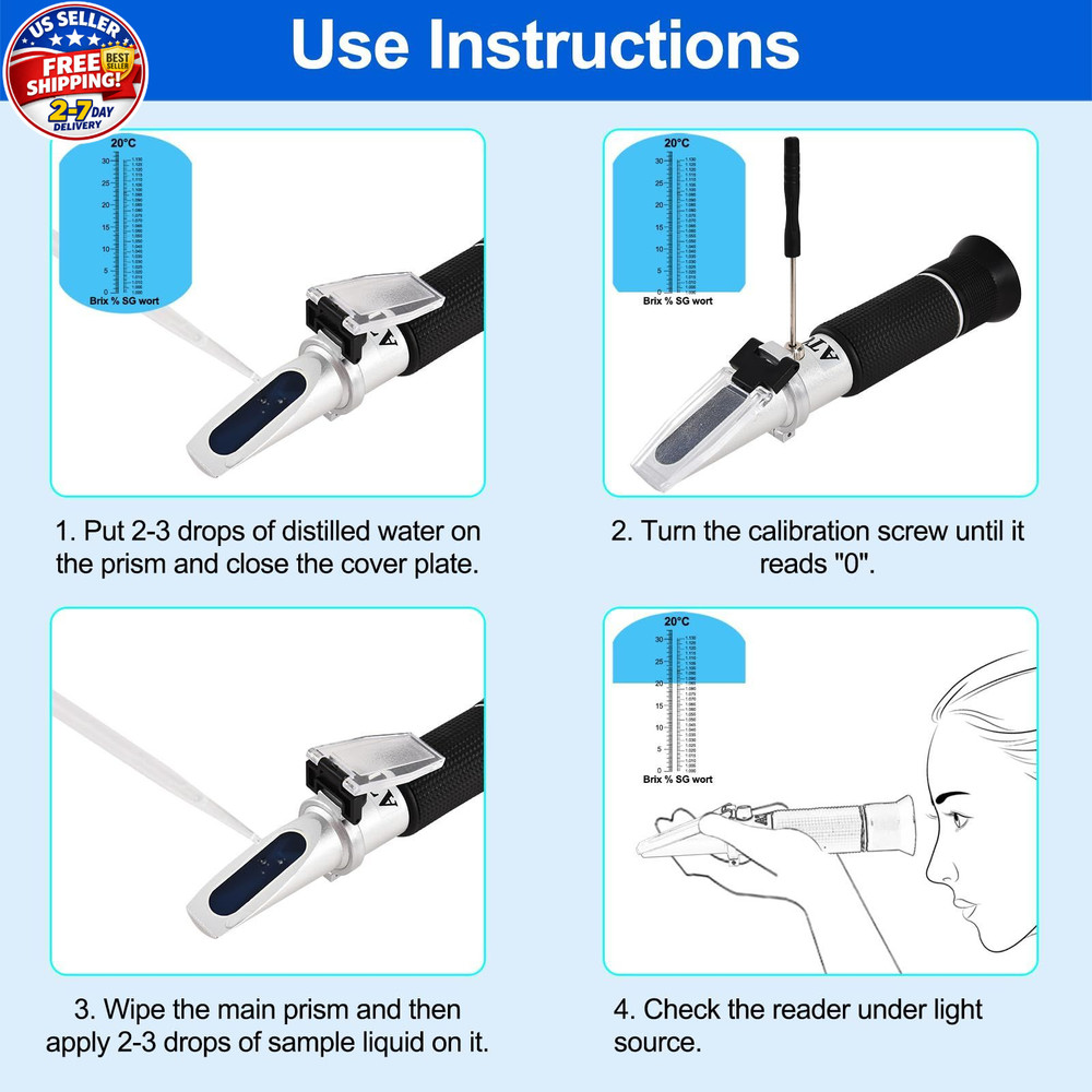 Portable Brix Refractometer with ATC, Accurate Dual Scale Brix Meter Specific...
