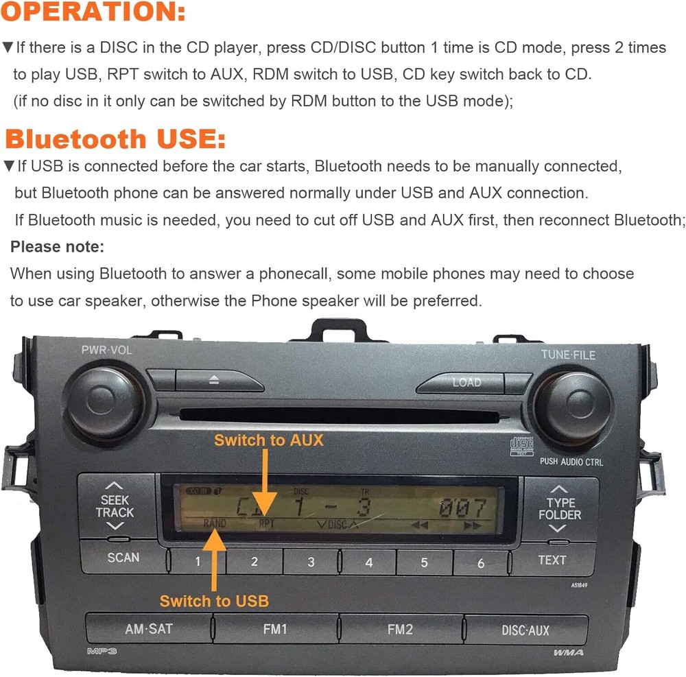 Bluetooth Car Kit, Audio USB AUX Input Adapter Built-in 5.0...