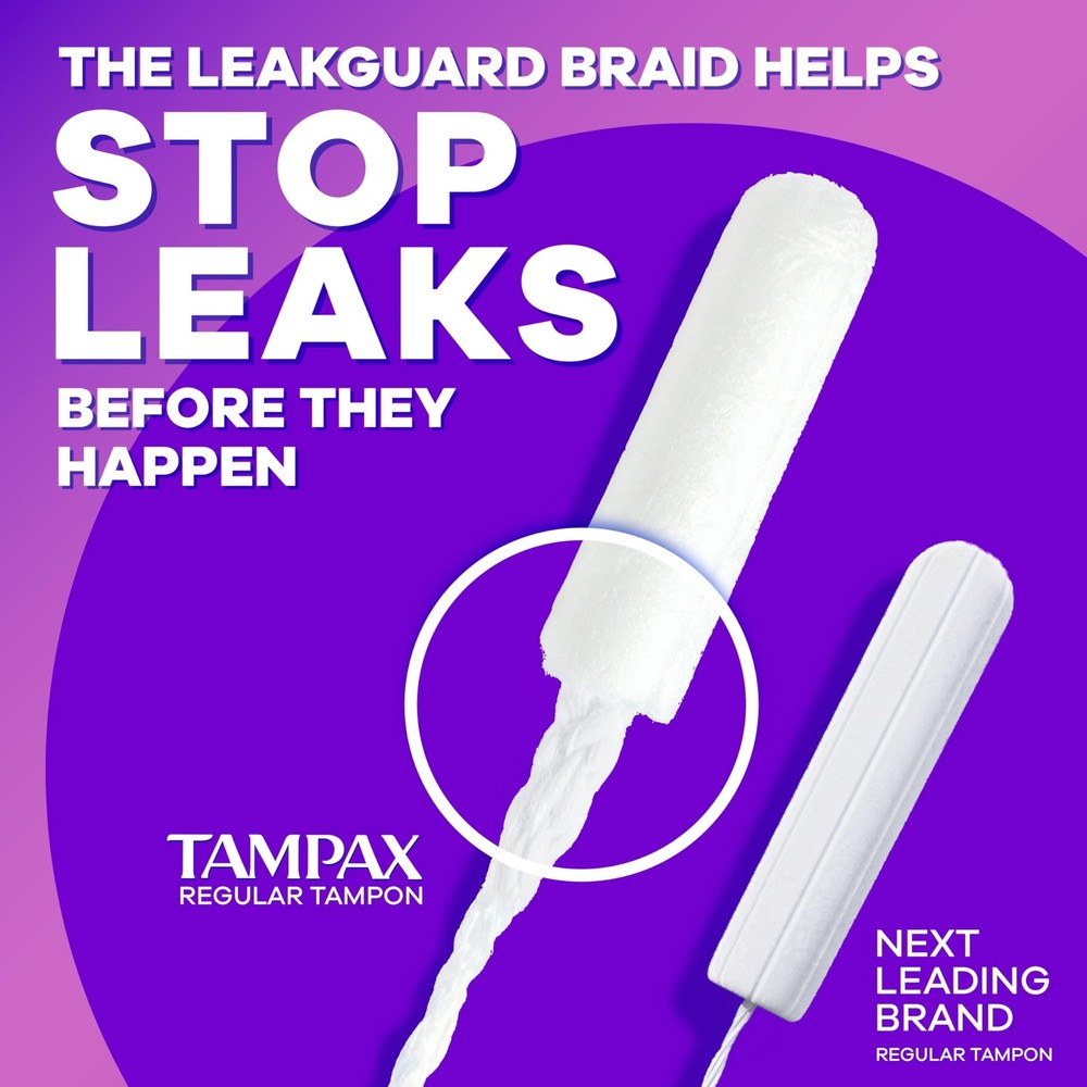 Radiant Tampons Multipack, with LeakGuard Braid, Light/Regular Absorbency, Un...