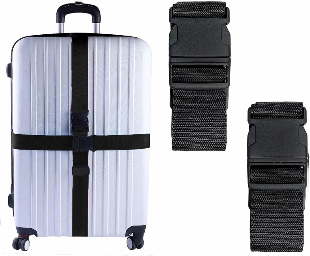 2 Pack Adjustable Suitcase Belts with Quick Release Buckle - Bright Colors