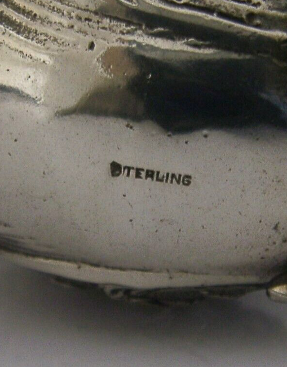 SUPERB CAST HANAU SOLID STERLING SILVER CHERUBS SALT CELLARS c1900 ANTIQUE