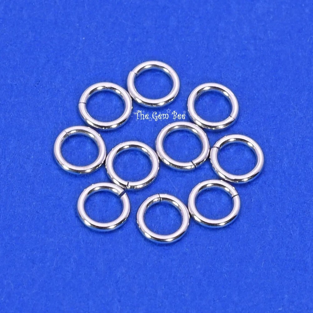 4MM 21 Gauge 14k Solid White Gold Open Jump Rings (10)