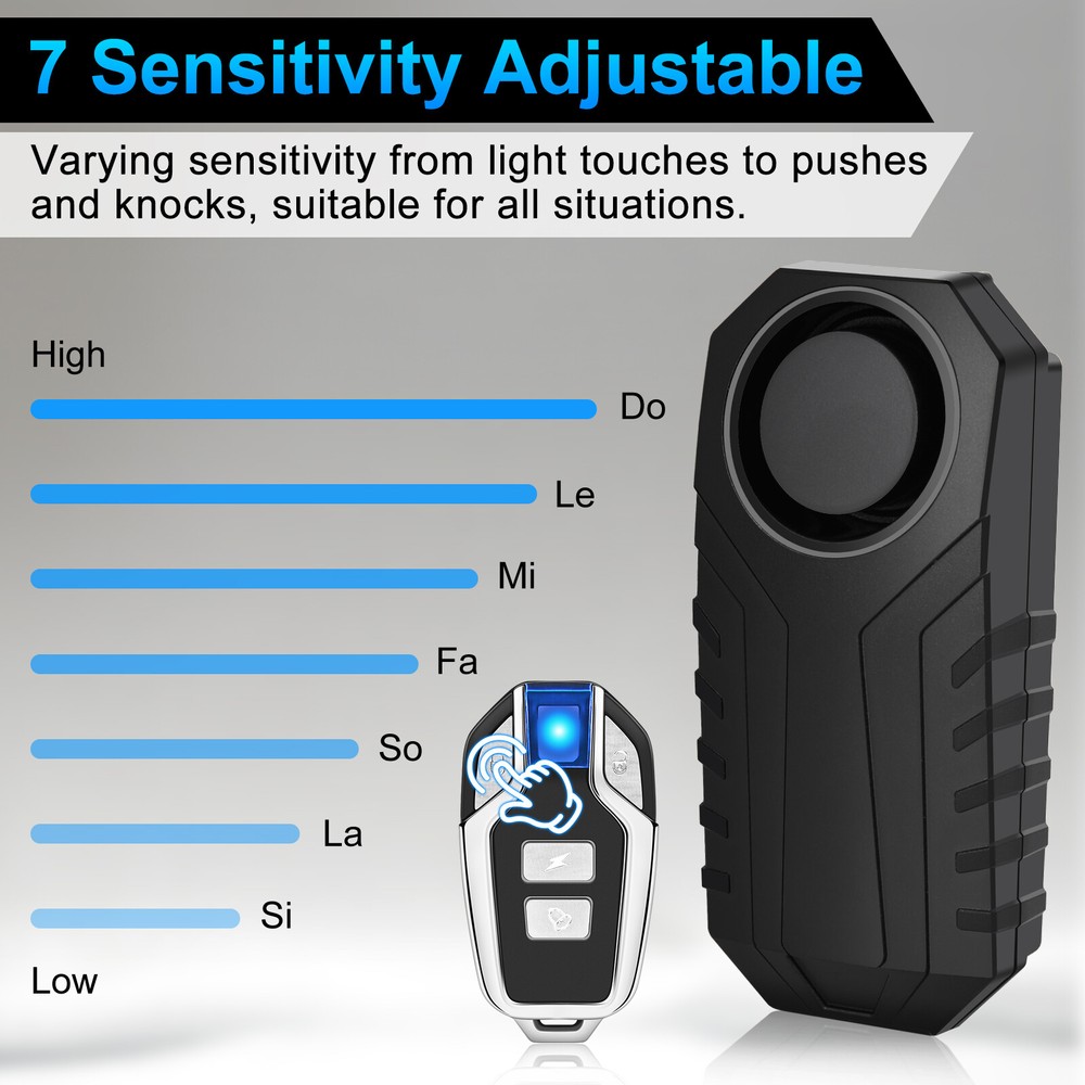 Pro-Wireless Security Vibration Motion Detector, 113 dB, Waterproof, Pocket Size