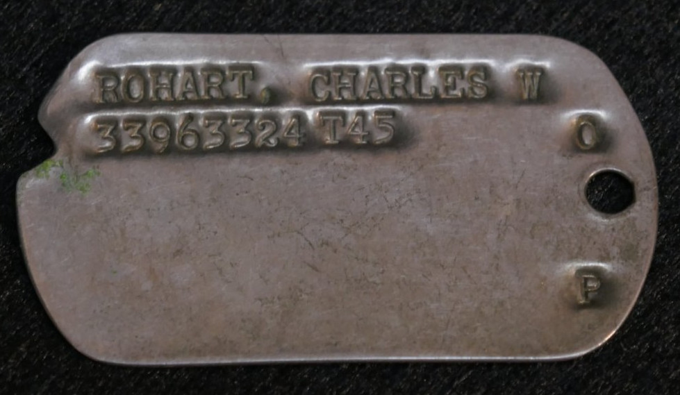 WWII US Army Air Force Personnel ID Disc "Dog Tag" CHARLES W ROHART