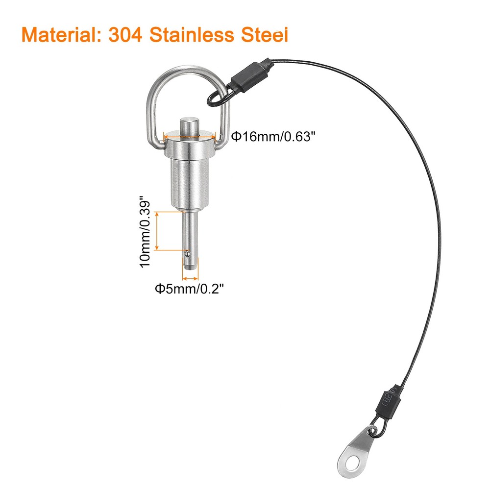 Ball Locking Pins with Button Handle, 5mm x 10mm Push-Button Quick Release Pin