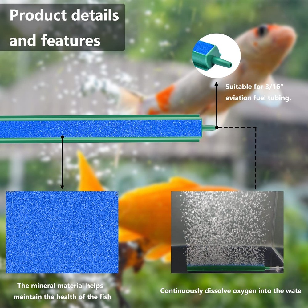 4 Pieces Air Stone Bar Bubble Diffuser Set 8 Inch Fish Tank 8", Blue
