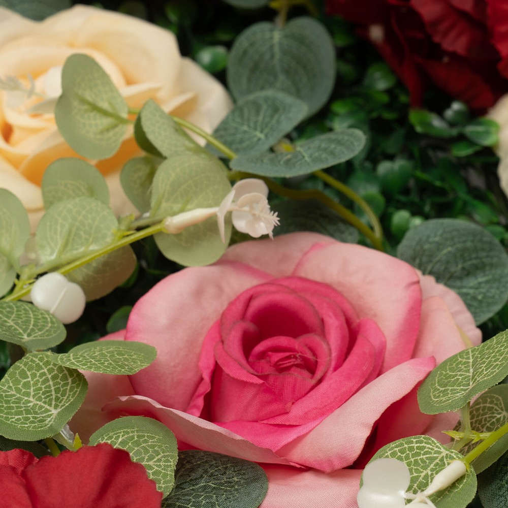 6 Pcs Wedding Artificial Flower Wall Panel Backdrop Rose Hydrangea Flower Decor