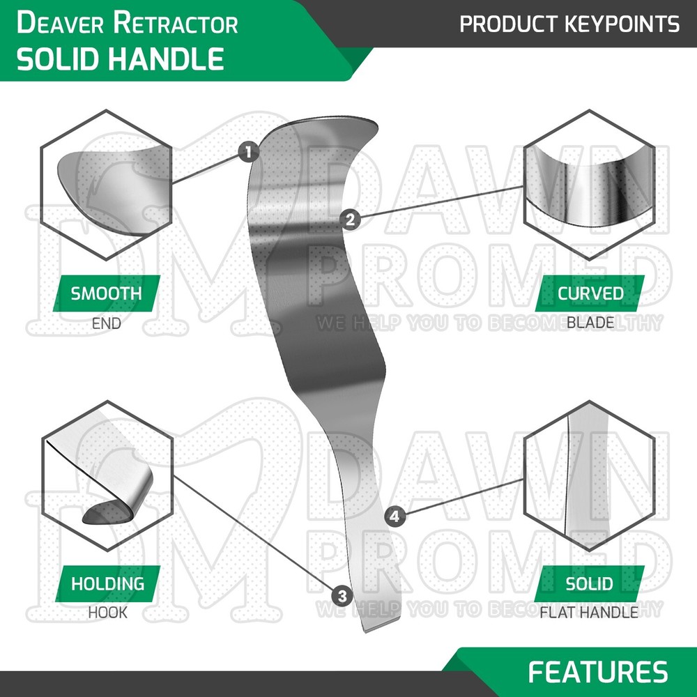 Deaver Retractor 2" X 12" Solid Handle Surgical Medical Instruments German Grade