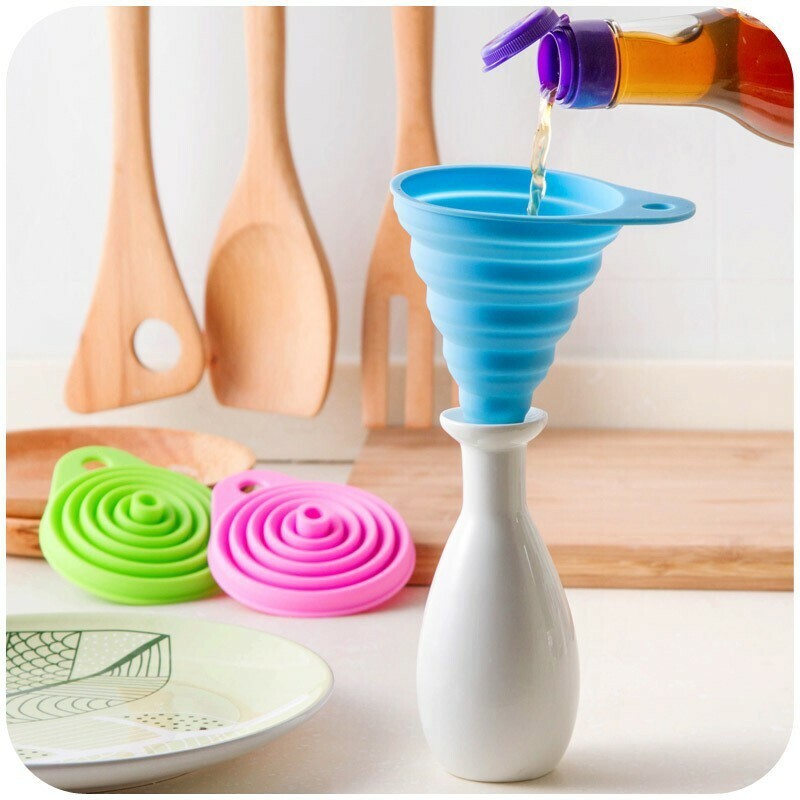 5Pack Foldable Kitchen Funnels Small & Large Silicone Funnel for Cooking Bottles