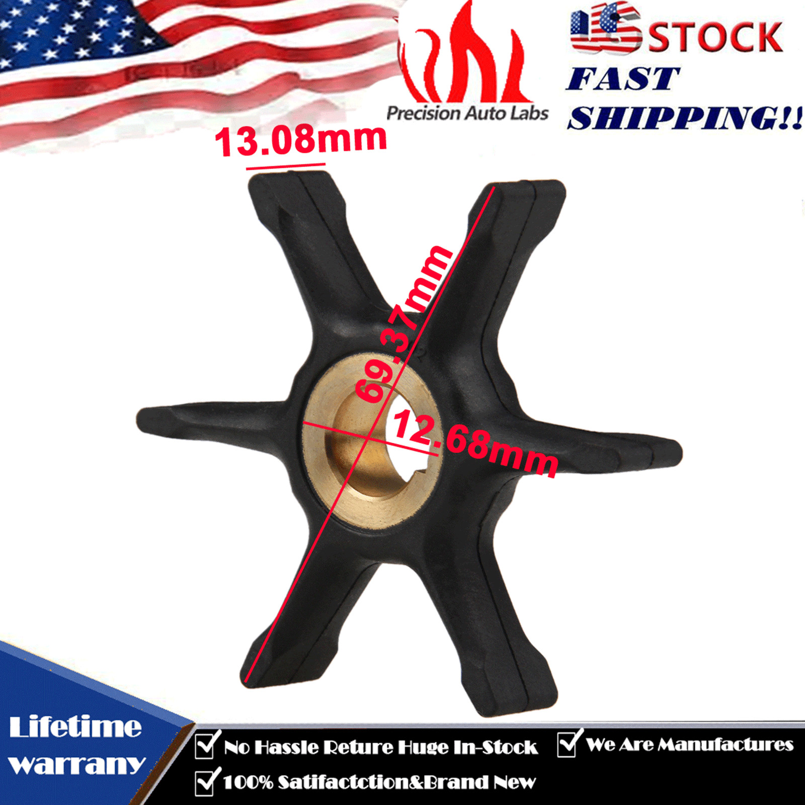 Water Pump Impeller For Johnson Evinrude Outboard 10 15 20 25HP 375638 775518 US