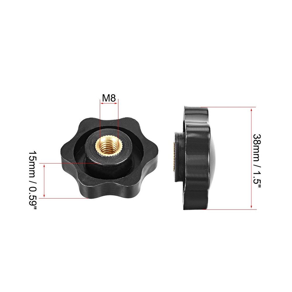 2pcs M8 ×9mm Female Thread Star Screw Knobs Lock Handle