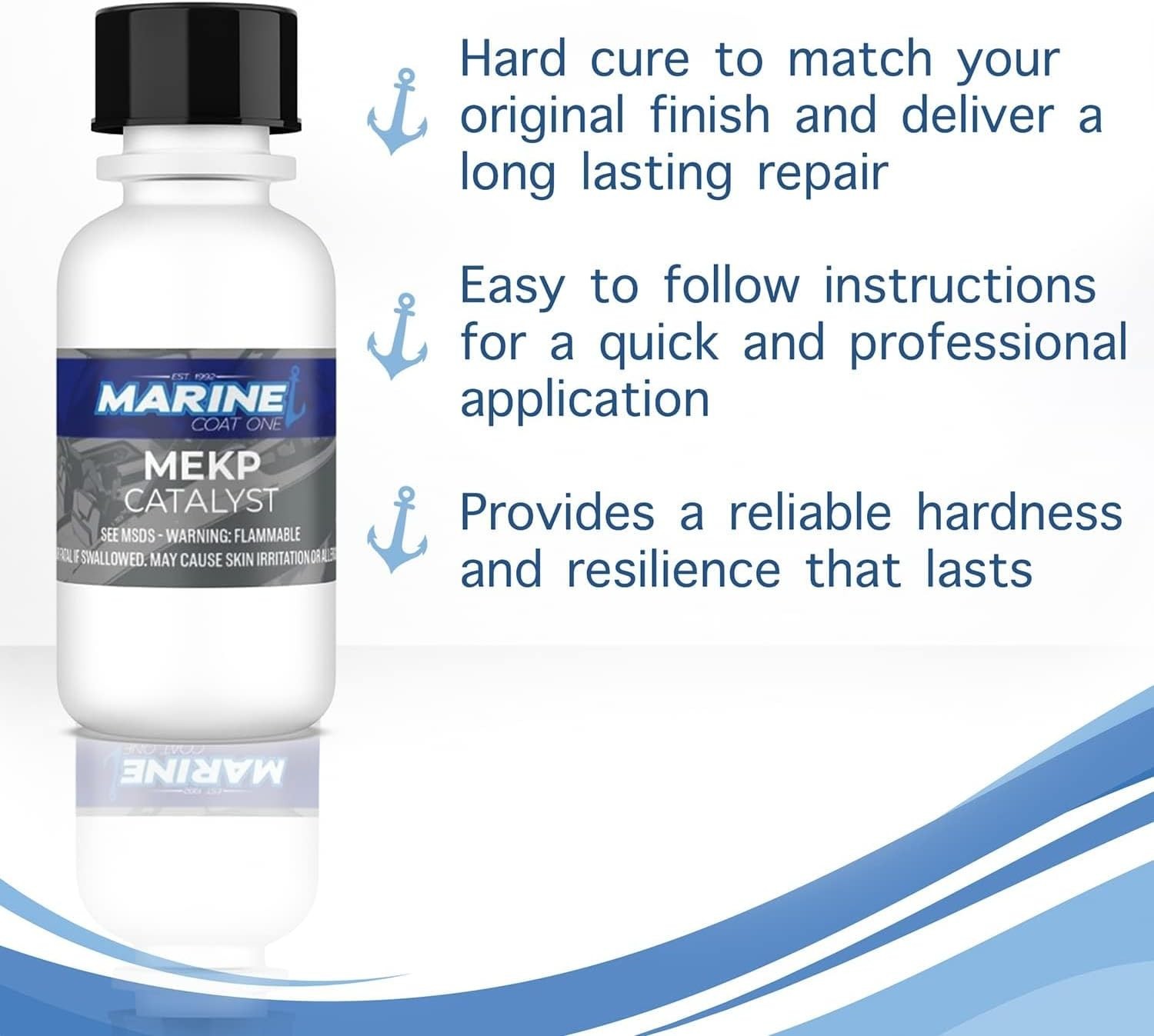 Marine Coat One, White Gelcoat Repair Kit For Boat - (White With Wax, Quart)