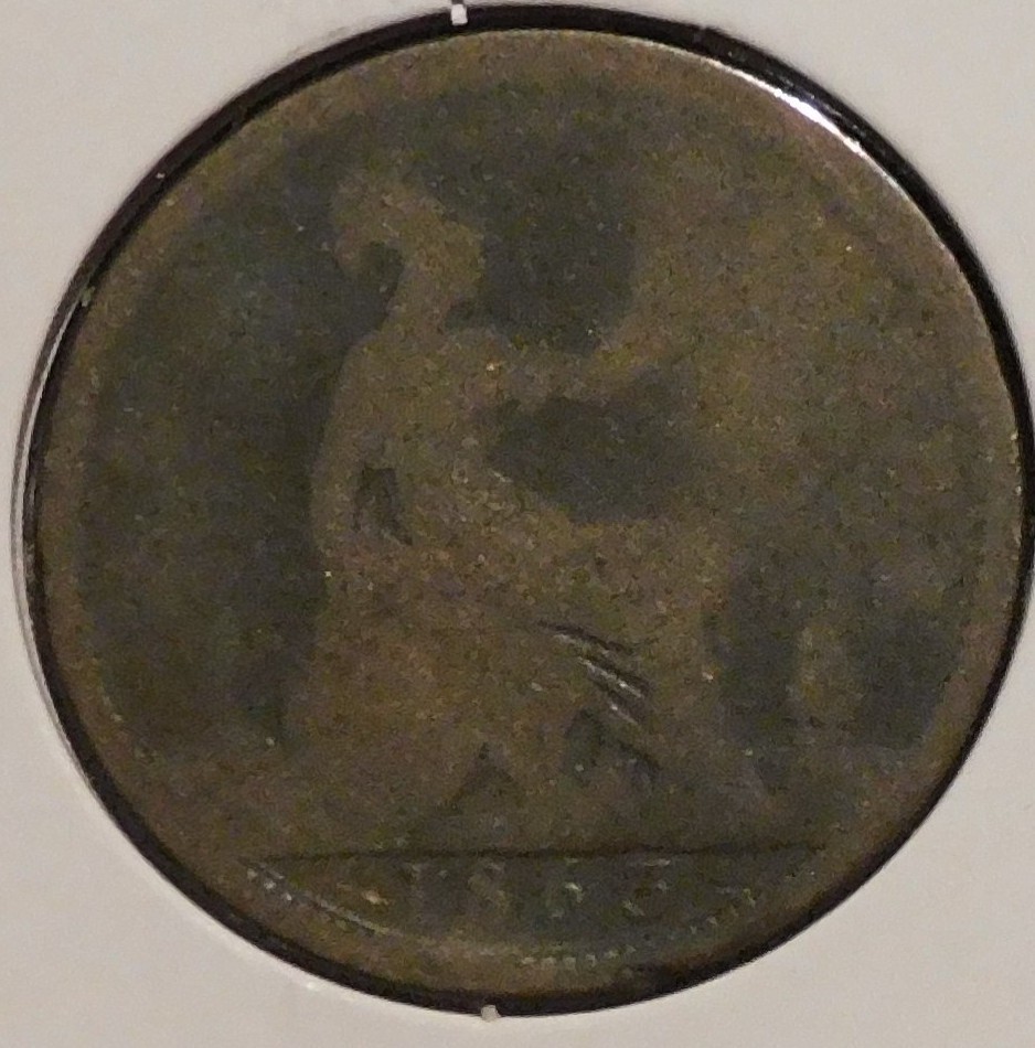 British Penny - 1863 (Worn) - Victoria Young Head
