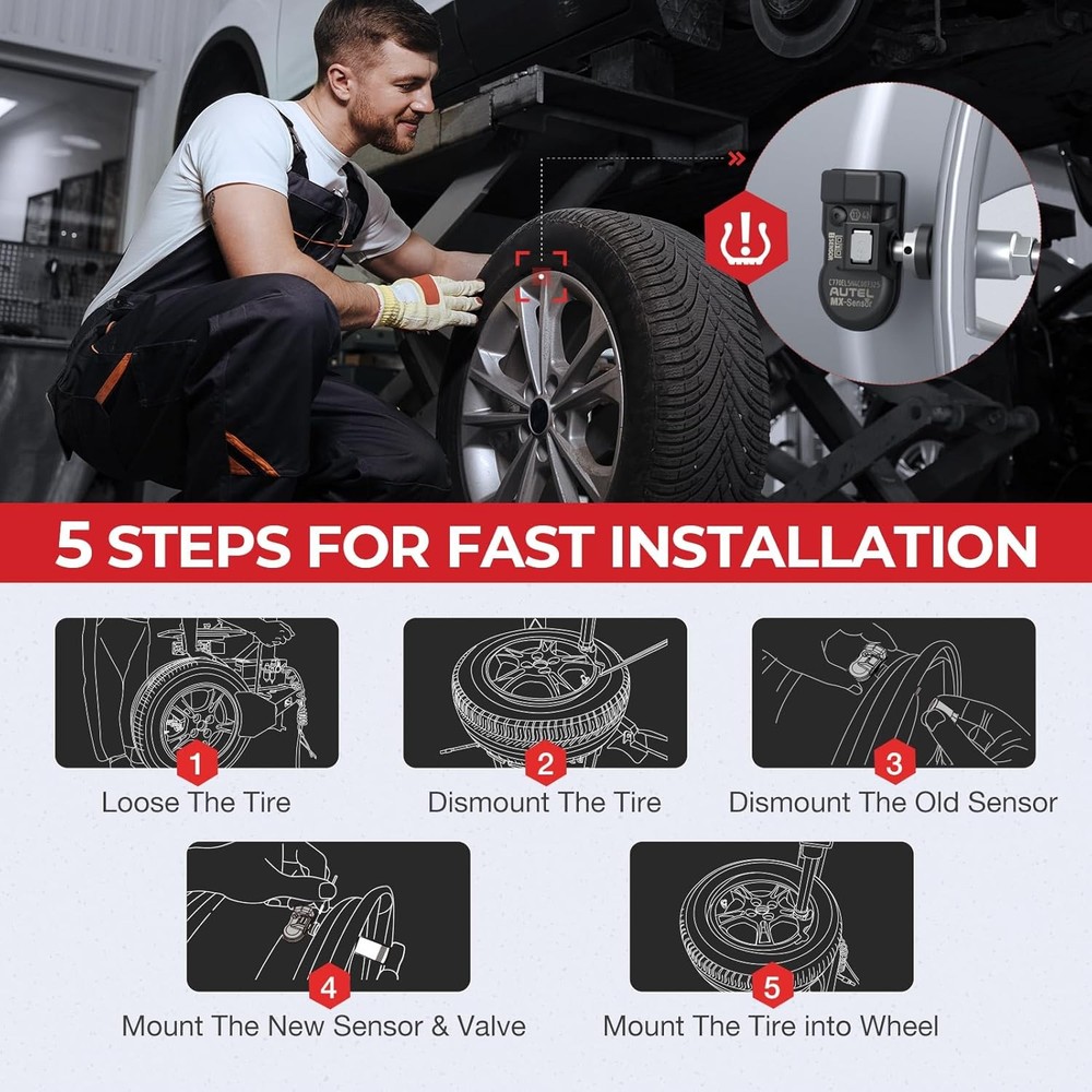 Autel MX-Sensor 315MHz & 433MHz Programmable TPMS Universal Tire Pressure Sensor
