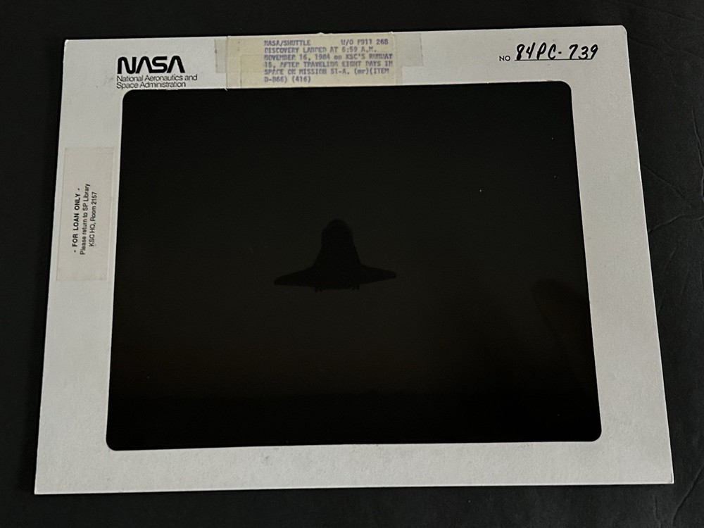 1984 NASA KSC Space Shuttle Discovery Landing Presentation Transparency
