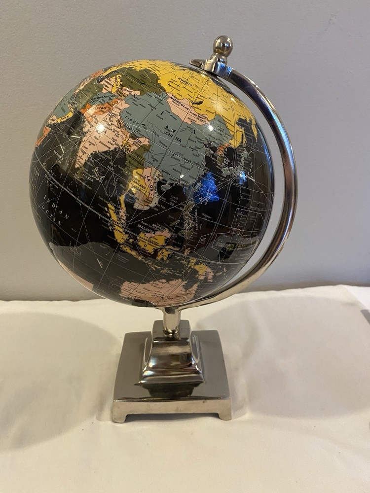 Black Globe with Metal Base Decorative Medium Size Perfect For Table