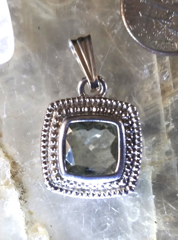 Sterling Silver Green Amethyst Pendant