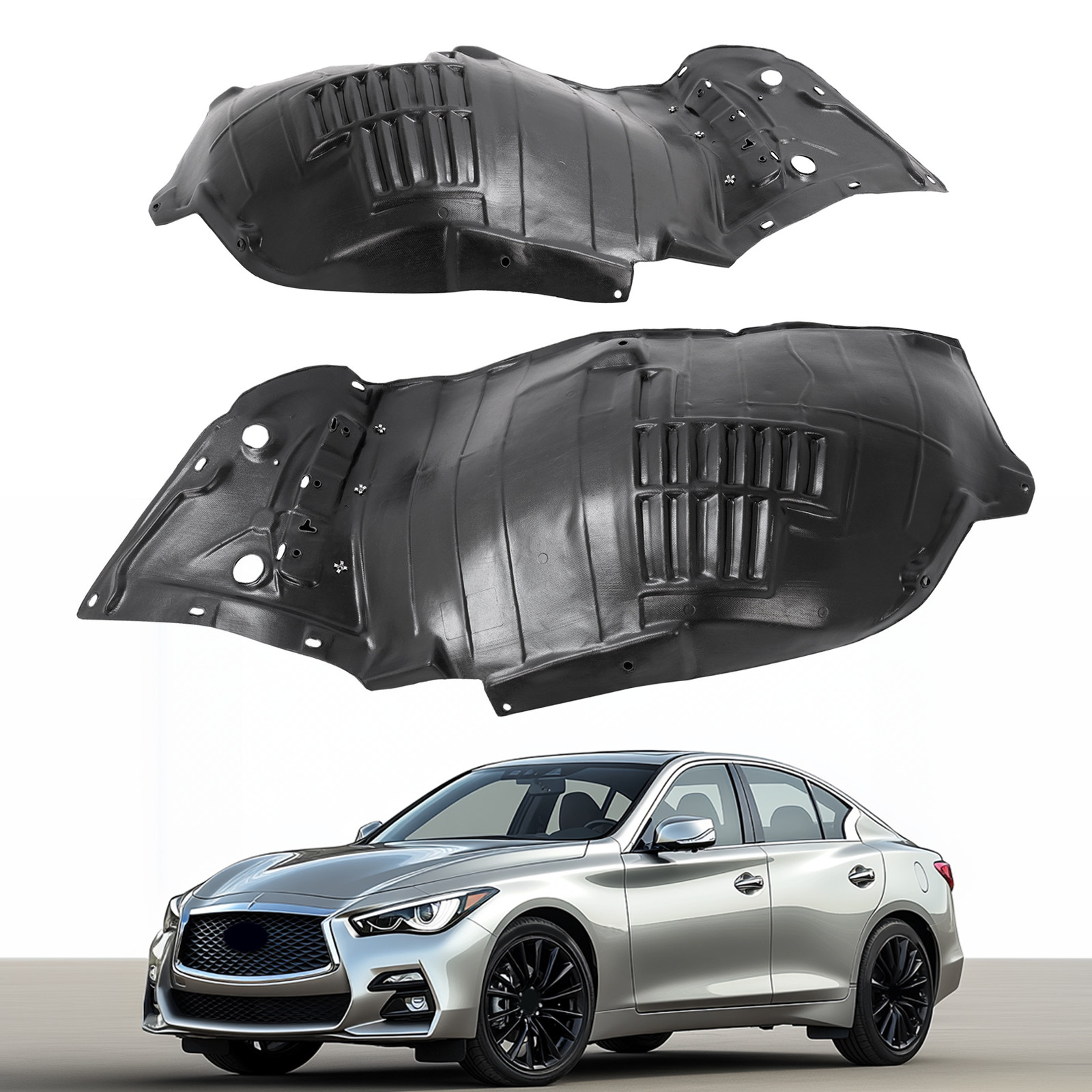 Pair Inner Fender Liners For 2014-2023 Infiniti Q50 Front Driver Passenger Side