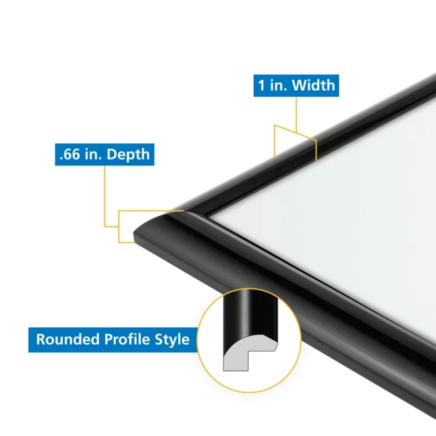 20" x 28" Black Rounded Picture & Poster Wall Frame Home Decor, Modern Style